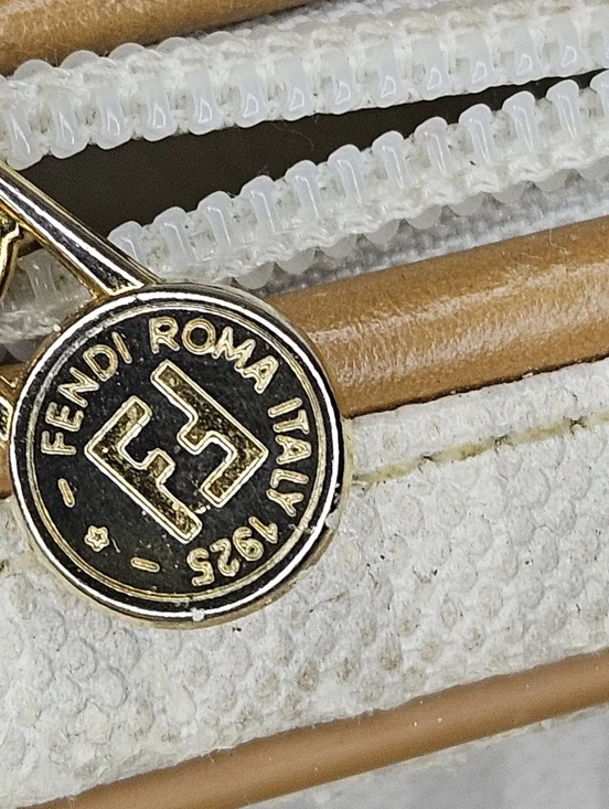 Authentic Vintage Fendi Striped Logo Canvas & Leather Crossbody Shoulder Y2K - Picture 11 of 16